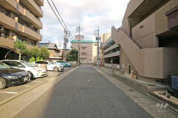 敷地南側の前面道路（西側から）