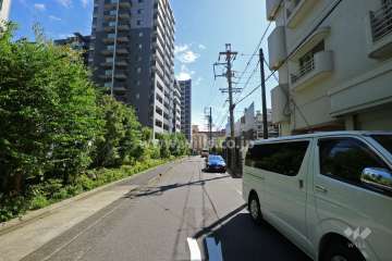 敷地西側の前面道路（北側から）