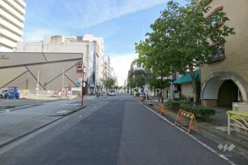 敷地北東側の前面道路（北西側から）