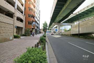 敷地西側の前面道路（北側から）