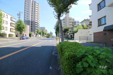 敷地東側の前面道路（北側から）