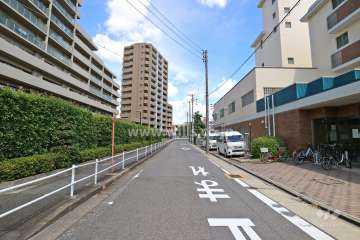 敷地南側の前面道路（西側から）