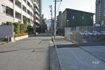 敷地南側の前面道路（西側から）