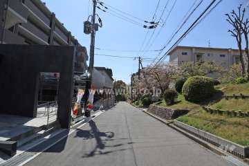 敷地北西側の前面道路（北東側から）
