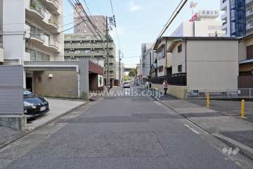 敷地南側の前面道路（西側から）