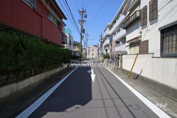 敷地の西側前面道路(南側から)