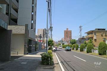 敷地北側の前面道路。片側二車線の山王通です。