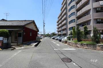 敷地南西側の前面道路（南東側から）