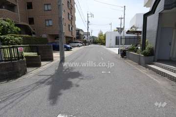 敷地西側の前面道路（北側から）