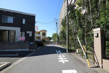 敷地南東側の前面道路（北東側から）