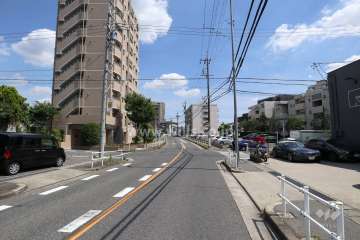 敷地西側の前面道路（北側から）