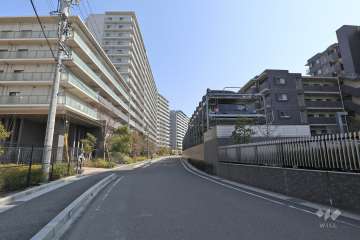 敷地南西側の前面道路（北西側から）