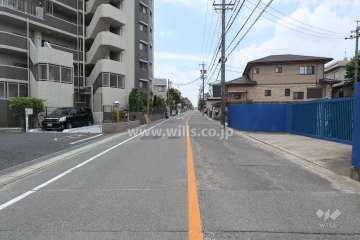敷地西側の前面道路（北側から）