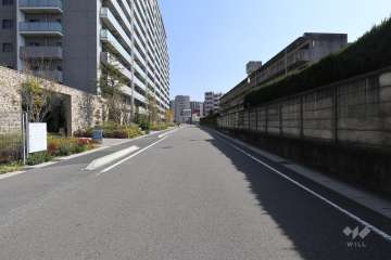 敷地南西側の前面道路（北西側から）
