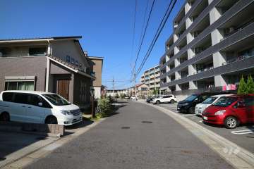敷地南西側の前面道路（南東側から）