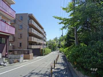 敷地南西側の前面道路（北西側から）