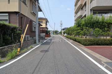 敷地東側の前面道路（北側から）