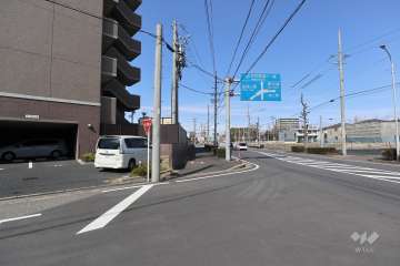 敷地北東側の前面道路（南東側から）