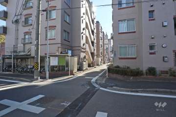 敷地西側の前面道路（北側から）
