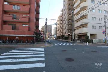 敷地北東側の前面道路（北西側から）