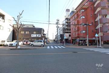 敷地北東側の前面道路（北西側から）