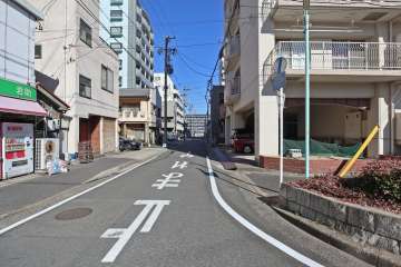 敷地北西側の前面道路（南西側から）