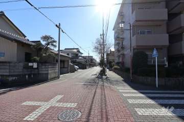 敷地東側の前面道路（北側から）