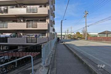 敷地東側の前面道路（南側から）