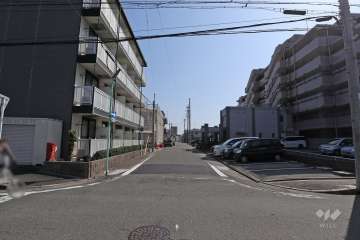 敷地北側の前面道路（西側から）