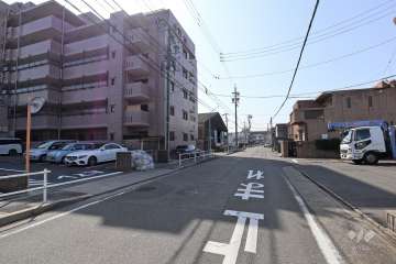 敷地西側の前面道路（北側から）