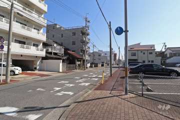 敷地南側の前面道路（西側から）