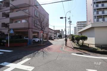 敷地西側の前面道路（北側から）