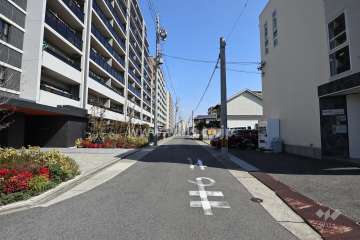 物件の南側前面道路（西側から）