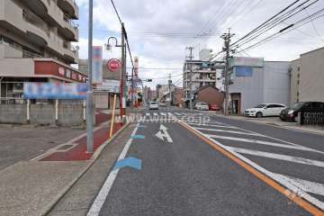 敷地の南側前面道路（西側から）