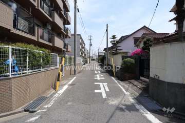 敷地南側の前面道路（西側から）