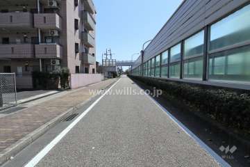 敷地西側の前面道路（北側から）
