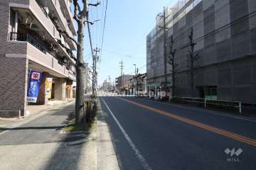 敷地の南側前面道路（西側から）