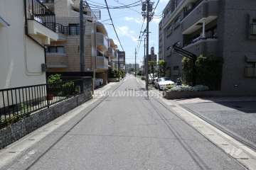 敷地東側の前面道路（北側から）
