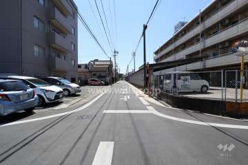 敷地西側の前面道路（北側から）