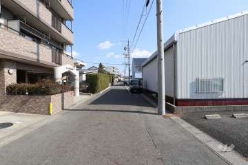 敷地南側の前面道路（西側から）