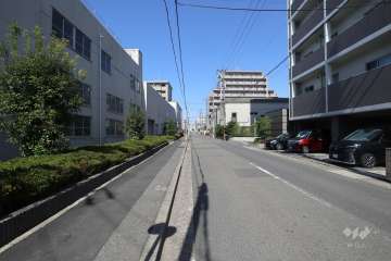 敷地西側の前面道路（南側から）