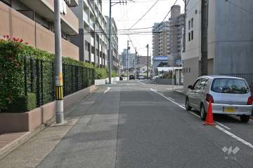 敷地南側の前面道路（西側から）
