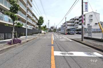敷地南側の前面道路（西側から）