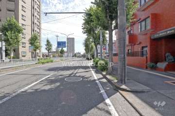 敷地東側の前面道路（北側から）