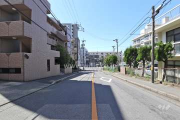 敷地北西側の前面道路（北東側から）