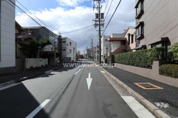 敷地北東側の前面道路（北西側から）