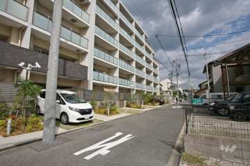敷地南側の前面道路(西側から)