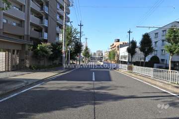 敷地北西側の前面道路（北東側から）