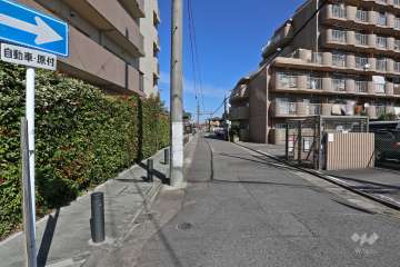 敷地南東側の前面道路（南側から）