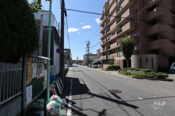 敷地南東側の前面道路（北東側から）